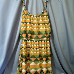 Green & Yellow Multi Lined Short Casual Dre